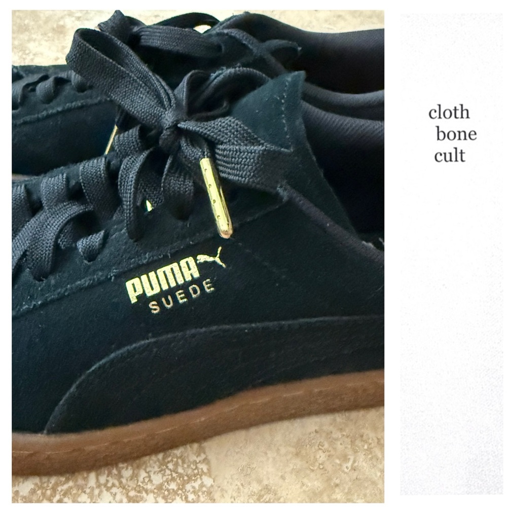 Puma Suede Black and Gold Sneakers